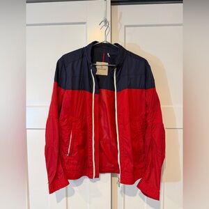 Moncler Navy and Red Zip-Up Jacket